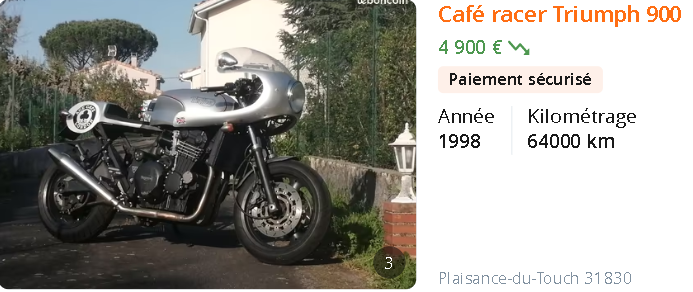 Triumph 900 Cafe Racer/moto A2 4 000 €