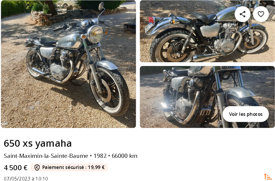 moto A2 4 000 € / 650 XS Yamaha 
