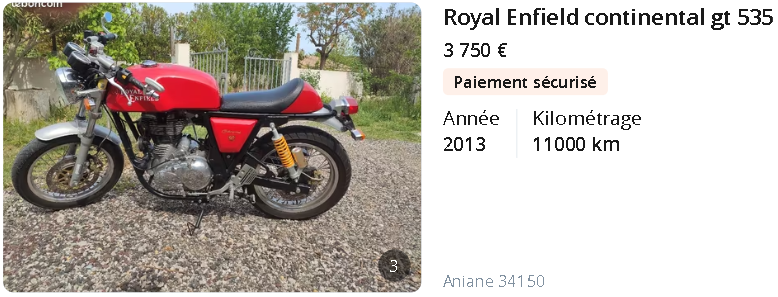 Royal Enfiels Continental gt 535 /moto A2 3 000 €