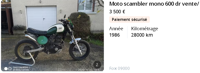 mono 600 dr /moto A2 3 000 €