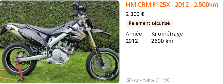 Moto A2  2 000 € /HM CRM F125 X