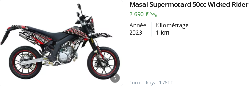 Moto A2 2 000 € / masai 50cc Wicked Rider
