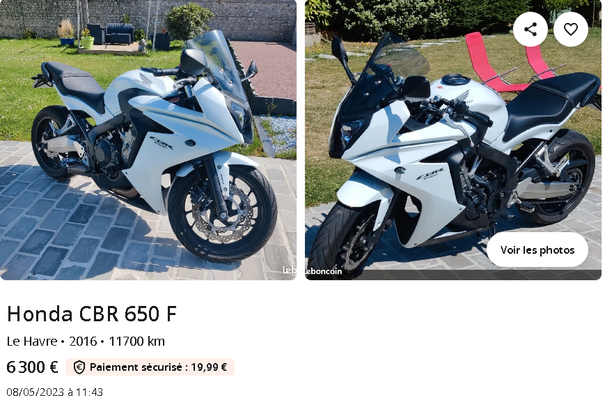 Moto A2 6 000 € / Honda CBR 650 F