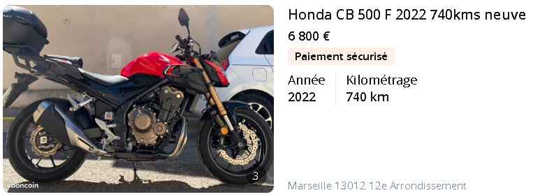 Honda CB 500 F/ Moto A2 6 000 €