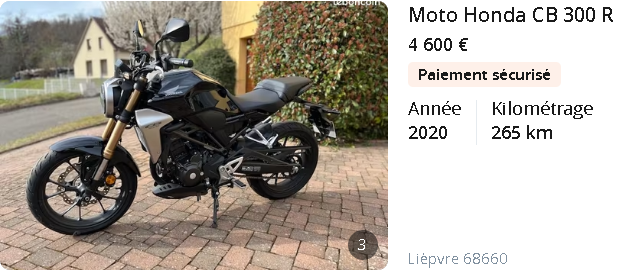 moto A2 urbaine / Moto Honda CB300 R