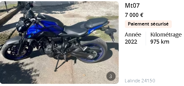 moto A2 urbaine/ Yamaha MT-07