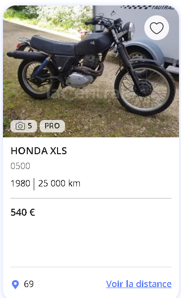 Honda XLS, moto A2 moins 1 000 €