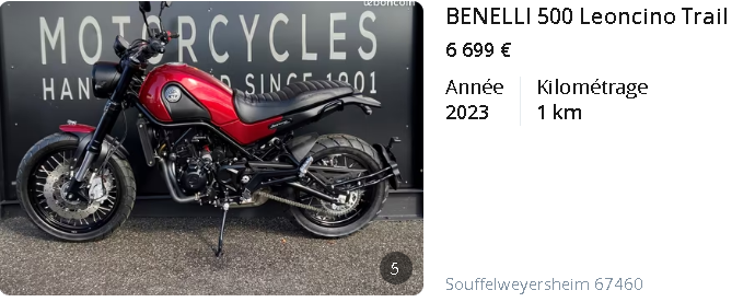 Moto A2 6 000 €/ leoncino trail 500