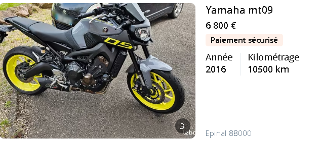 Moto A2 6 000 €/ Yamaha MT-09