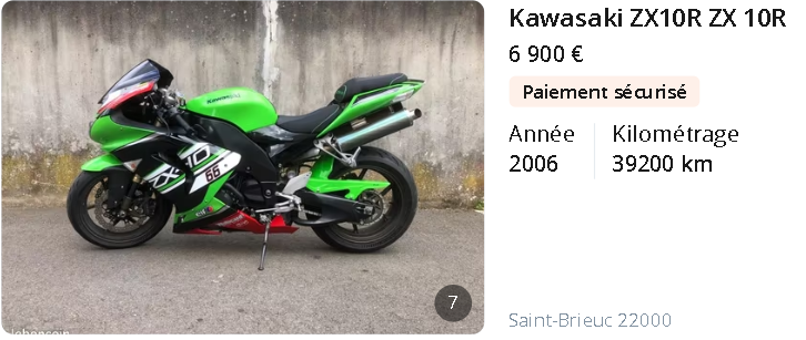 Moto A2 6 000 €/ Kawasaki ZX10R