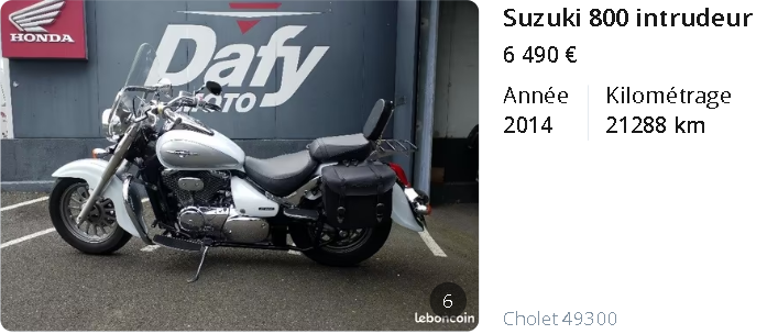 Moto A2 6 000 €/ Suzuki 800 Intruder