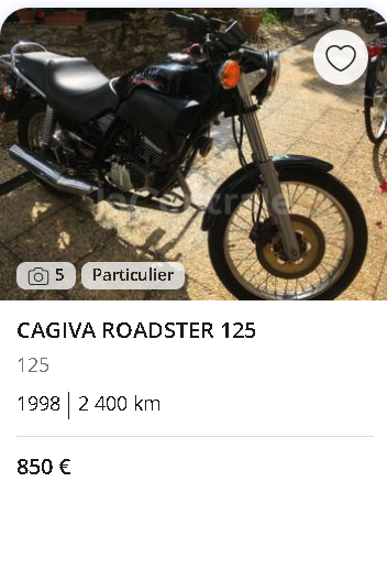 Cagiva Roadster 125/ moto A2 moins 1 000 €