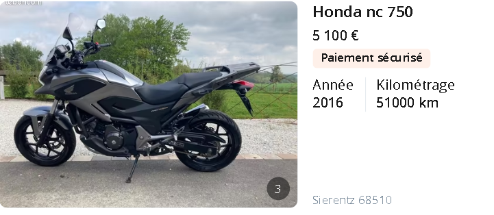  Moto A2 5 000 €/ Honda NC 750