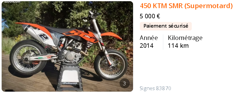 Moto A2 5 000 € / 450 KTM SMR