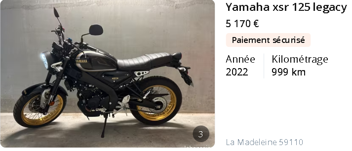 Moto A2 5 000 € / Yamaha XSR 125 Legacy