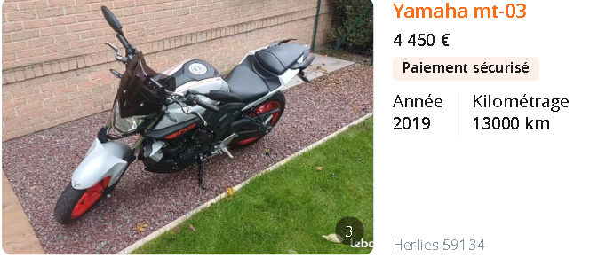 Yamaha MT-03/moto A2 4 000 €