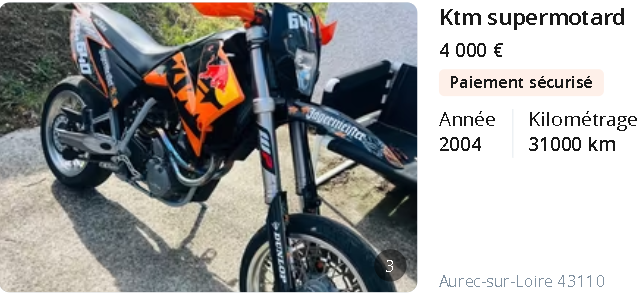 KTM supermotard/moto A2 4 000 €